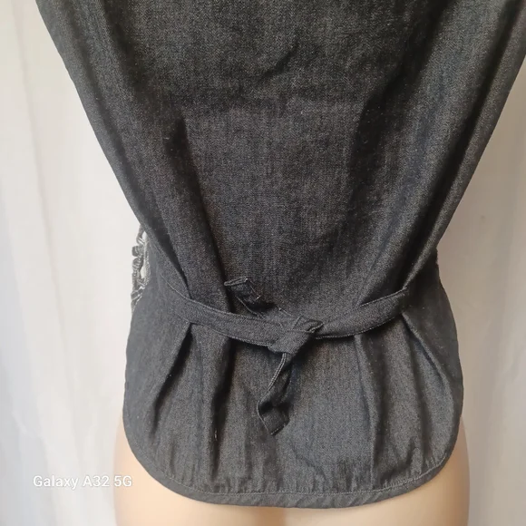 STUDIO COLLECTION Vtg SIZE M Black and White Denim Jean Waistcost Vest - Picture 8 of 11